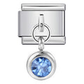 Blauw steentje charm