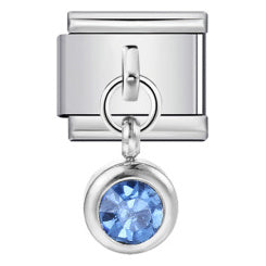 Blauw steentje charm