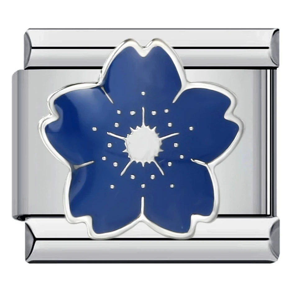 Donkerblauwe bloem charm